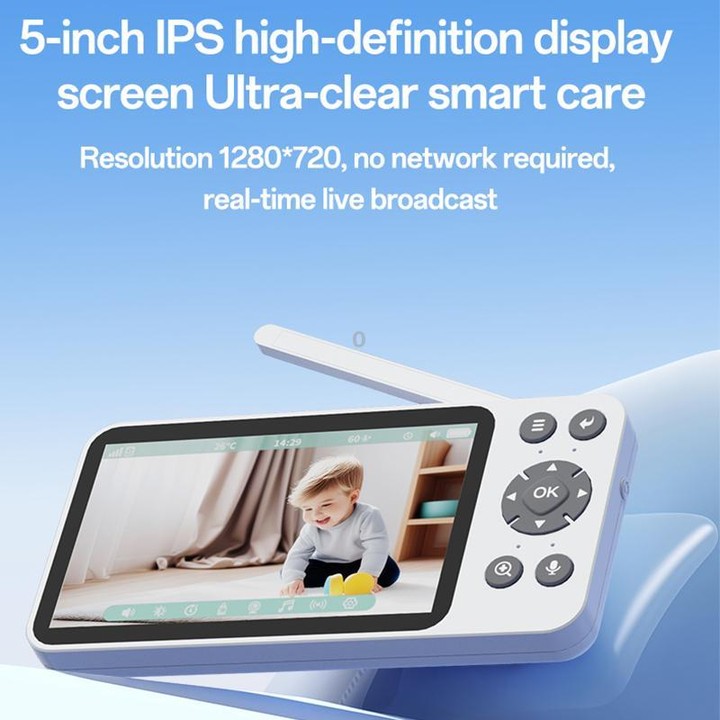 Yesido KM28 5 inch LCD Screen 2.4G WiFi Baby Monitor Care Camera, Plug: UK Plug(White)