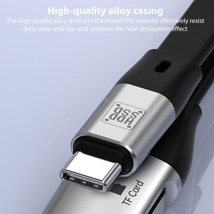 OTG Type-C to Type-C USB3.1 Gen2 High Speed Charging Cable with Card Reader, Length:20cm(Black)