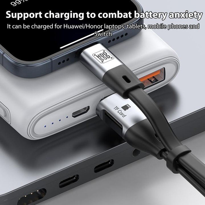 OTG Type-C to Type-C USB3.1 Gen2 High Speed Charging Cable with Card Reader, Length:20cm(Black)