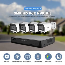 SriHome NVS005-POE065 5MP HD 4-CH POE Camera Network Video Recorder Kit(AU Plug)