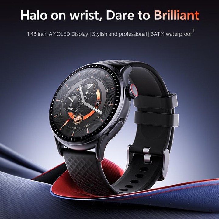 GR3 1.43 inch AMOLED Screen Fitness Tracker Smart Watch Support Heart Rate Monitoring(Black)