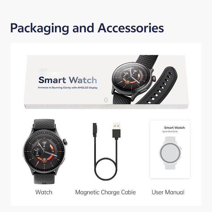 GR3 1.43 inch AMOLED Screen Fitness Tracker Smart Watch Support Heart Rate Monitoring(Blue)