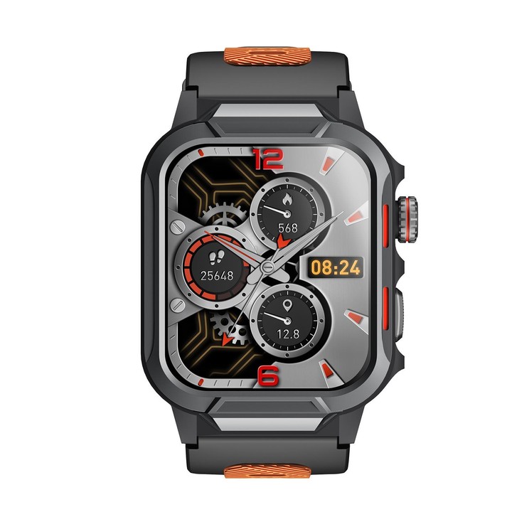 GS9 1.96 inch TFT Screen Outdoor Rugged Smart Watch 3ATM Waterproof(Black+Orange)