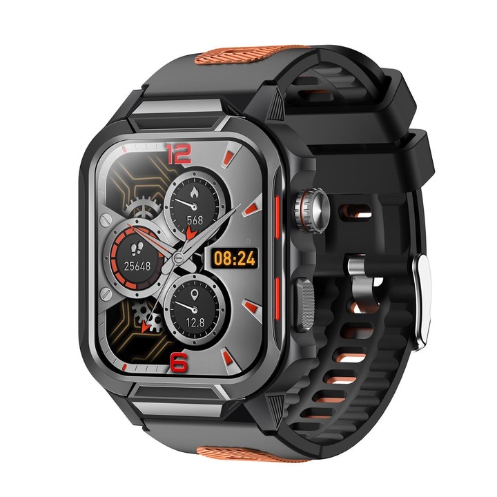 GS9 1.96 inch TFT Screen Outdoor Rugged Smart Watch 3ATM Waterproof(Black+Orange)