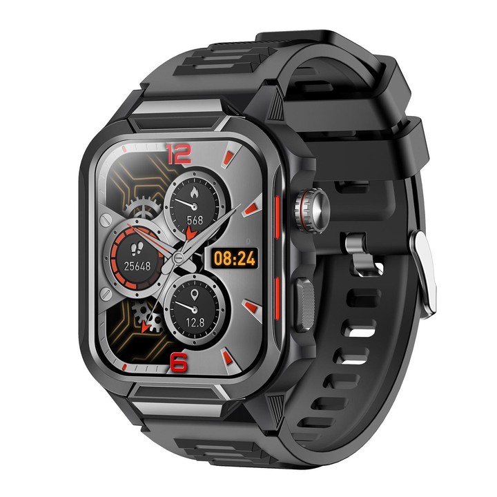 GS9 1.96 inch TFT Screen Outdoor Rugged Smart Watch 3ATM Waterproof(Black+Black)