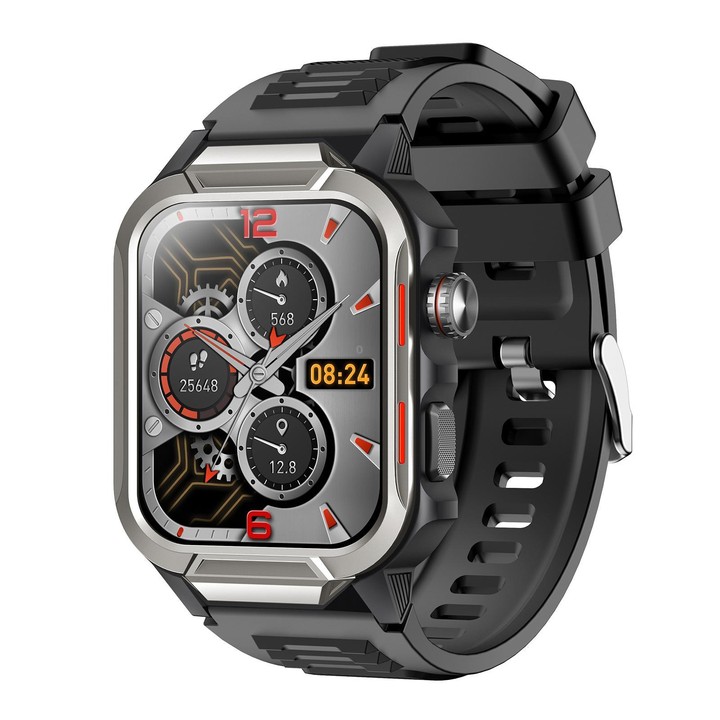 GS9 1.96 inch TFT Screen Outdoor Rugged Smart Watch 3ATM Waterproof(Dark Grey+Black)