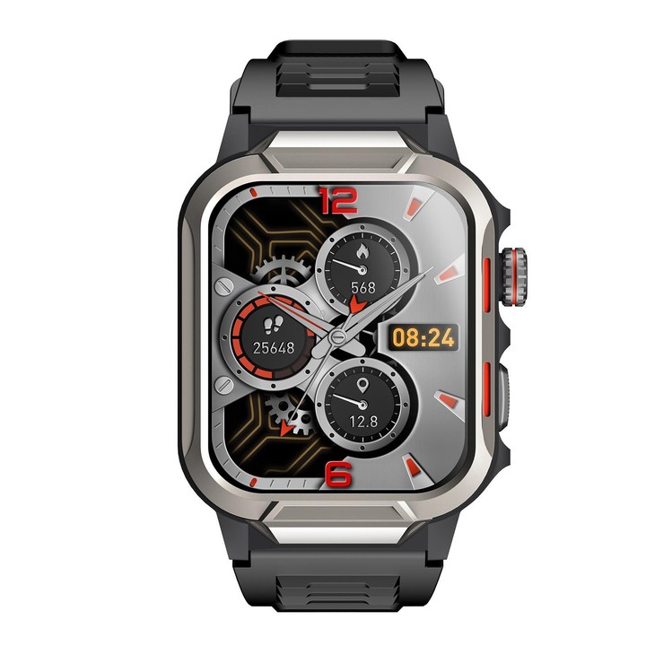 GS9 1.96 inch TFT Screen Outdoor Rugged Smart Watch 3ATM Waterproof(Dark Grey+Black)