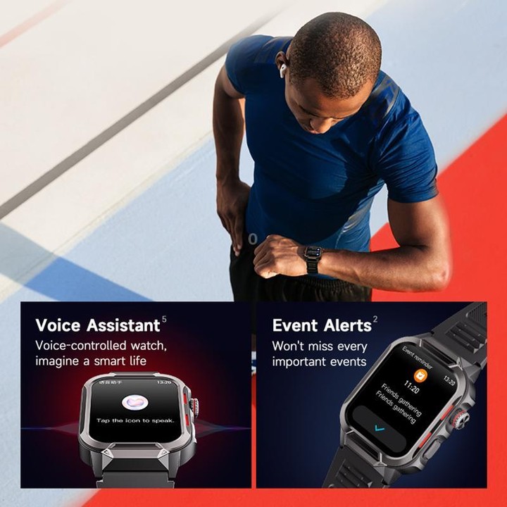 GS9 1.96 inch TFT Screen Outdoor Rugged Smart Watch 3ATM Waterproof(Dark Grey+Light Grey)