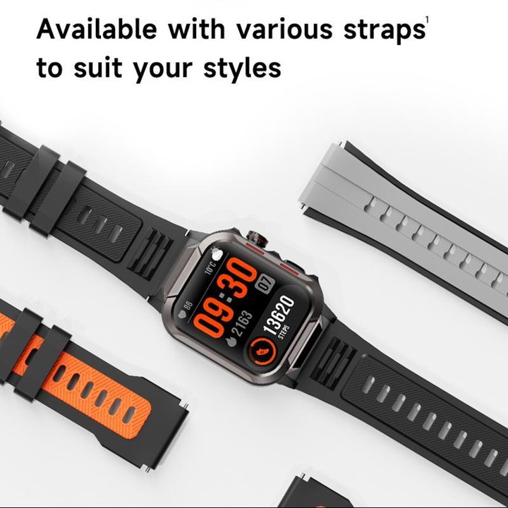GS9 1.96 inch TFT Screen Outdoor Rugged Smart Watch 3ATM Waterproof(Dark Grey+Light Grey)