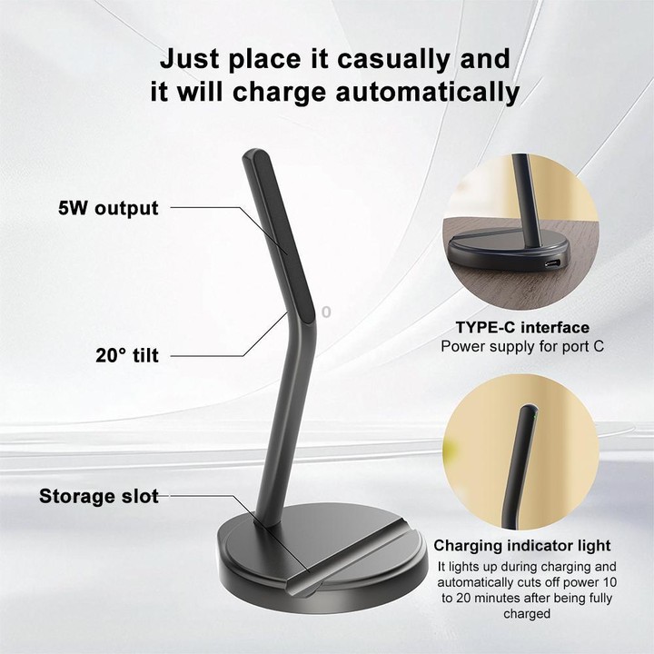 For Apple Pencil 2 Capacitive Stylus Magnetic Wireless Charging Holder(Black)