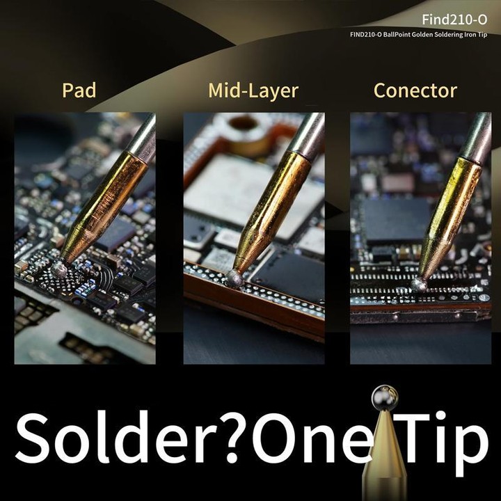 2UUL Find210-O BallPoint Golden Soldering Iron Tip for C210 Soldering Station