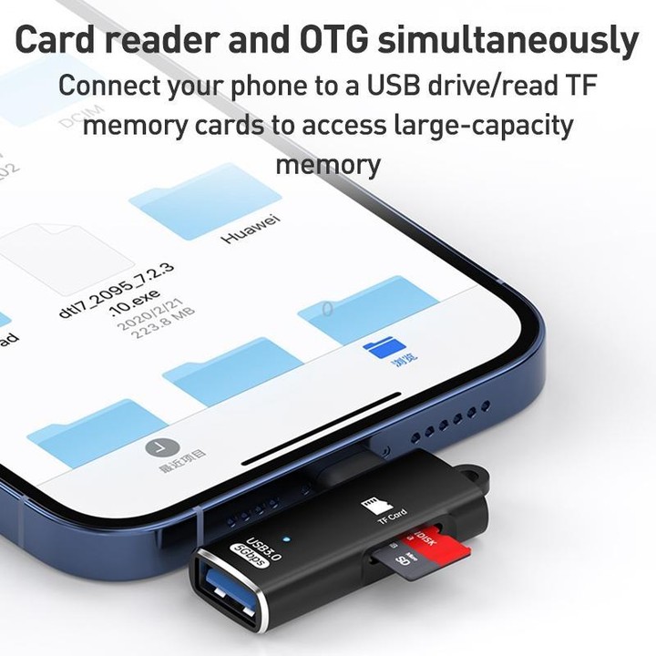 ADS-621 Type-C Male to TF Card Reader USB3.0 Female OTG Adapter(Grey)
