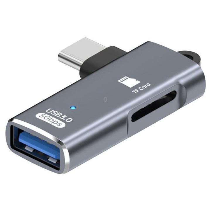 ADS-621 Type-C Male to TF Card Reader USB3.0 Female OTG Adapter(Grey)