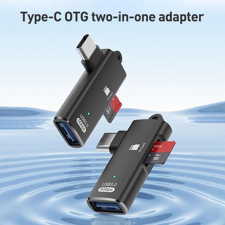 ADS-621 Type-C Male to TF Card Reader USB3.0 Female OTG Adapter(Grey)