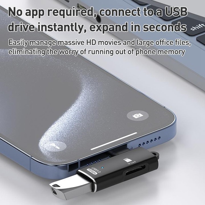 ADS-621 Type-C Male to TF Card Reader USB3.0 Female OTG Adapter(Silver)