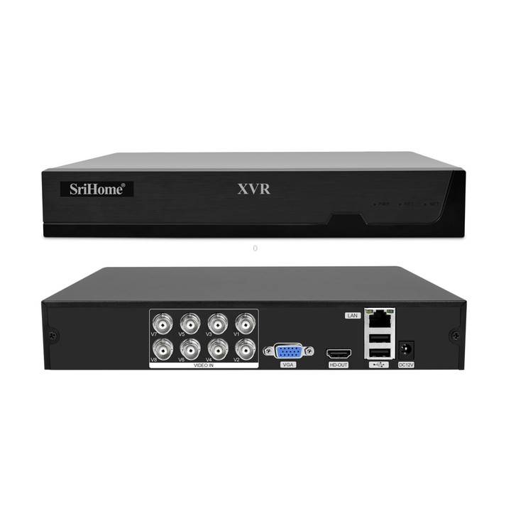 SriHome NVS008-AHD006 2MP HD 8-CH XVR NVR Camera Network Video Recorder Kit(US Plug)