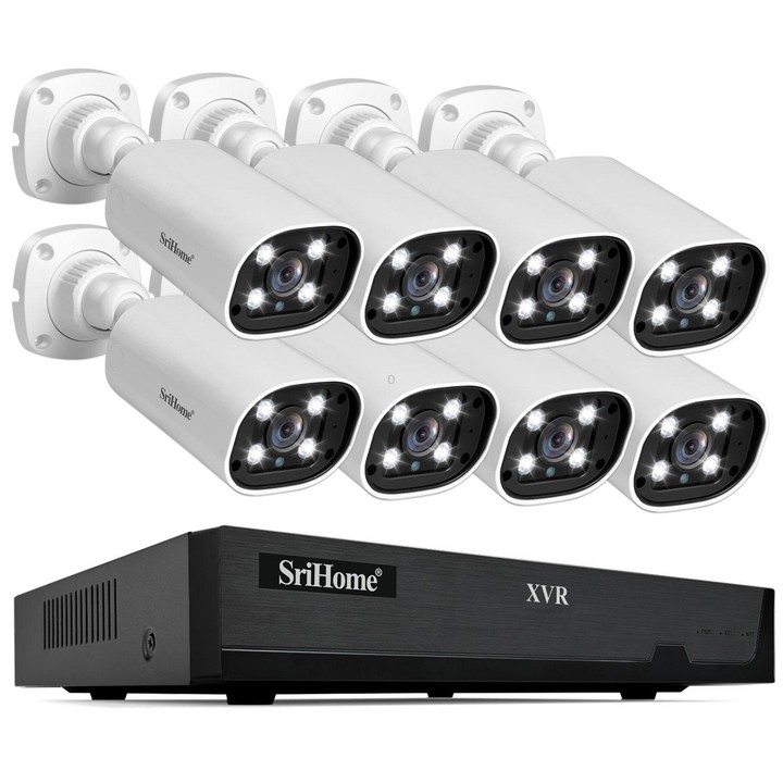 SriHome NVS008-AHD006 2MP HD 8-CH XVR NVR Camera Network Video Recorder Kit(US Plug)