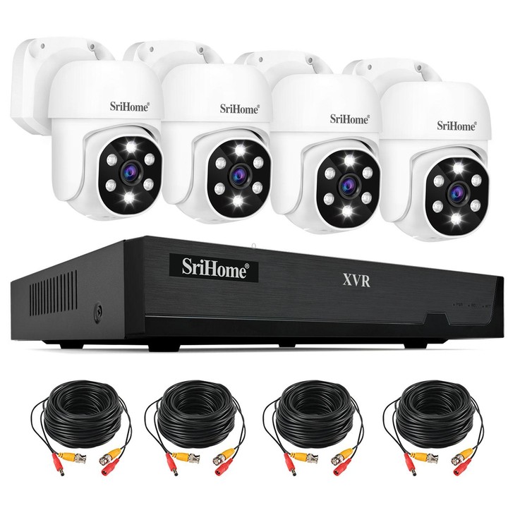 SriHome NVS008-AHD030 2MP HD 4-CH XVR NVR Camera Network Video Recorder Kit(EU Plug)