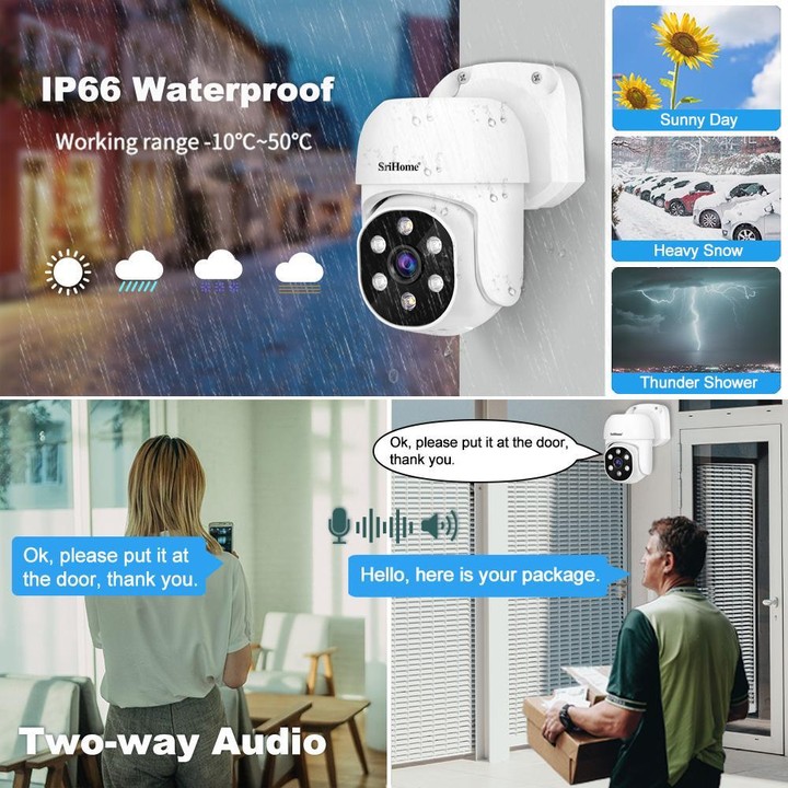 SriHome NVS008-AHD030 2MP HD 4-CH XVR NVR Camera Network Video Recorder Kit(EU Plug)
