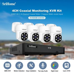 SriHome NVS008-AHD030 2MP HD 4-CH XVR NVR Camera Network Video Recorder Kit(EU Plug)