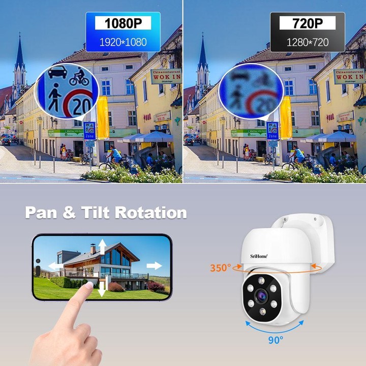 SriHome NVS008-AHD030 2MP HD 4-CH XVR NVR Camera Network Video Recorder Kit(UK Plug)