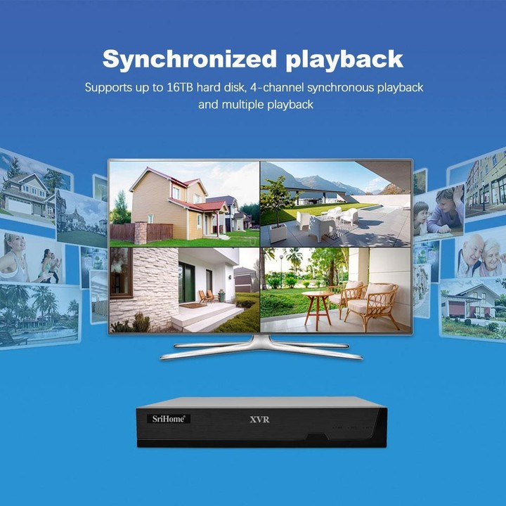 SriHome NVS008-AHD030 2MP HD 4-CH XVR NVR Camera Network Video Recorder Kit(AU Plug)