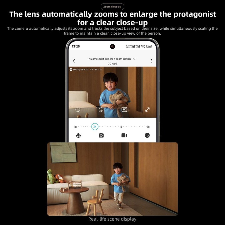 Original Xiaomi Mijia Smart Camera 4 9X Zoom Edition Baby Pet AI Facial Recognition Gesture Call Two-way Voice Camera For Mi Hom