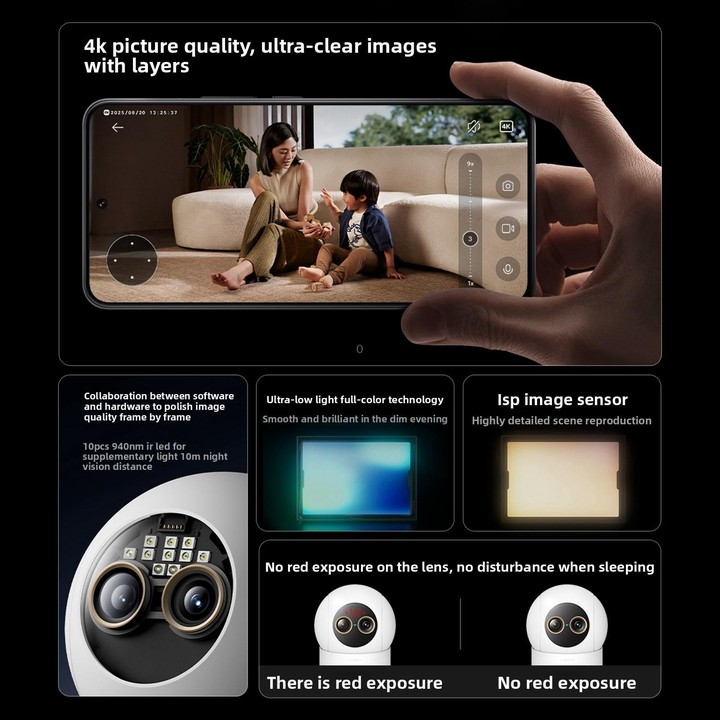 Original Xiaomi Mijia Smart Camera 4 9X Zoom Edition Baby Pet AI Facial Recognition Gesture Call Two-way Voice Camera For Mi Hom