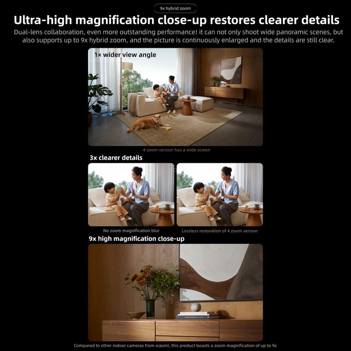 Original Xiaomi Mijia Smart Camera 4 9X Zoom Edition Baby Pet AI Facial Recognition Gesture Call Two-way Voice Camera For Mi Hom