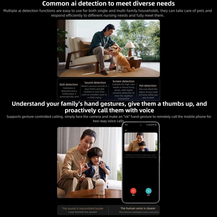 Original Xiaomi Mijia Smart Camera 4 9X Zoom Edition Baby Pet AI Facial Recognition Gesture Call Two-way Voice Camera For Mi Hom