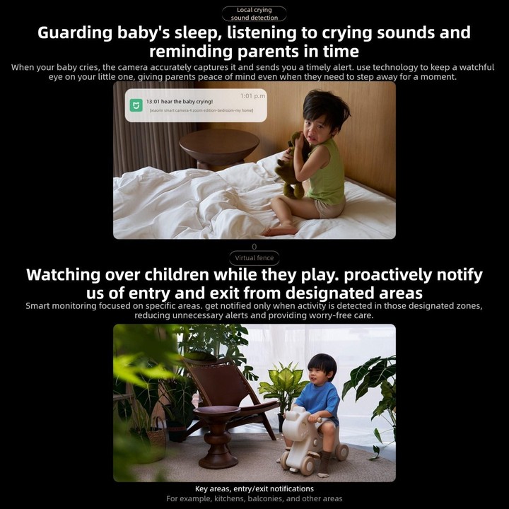 Original Xiaomi Mijia Smart Camera 4 9X Zoom Edition Baby Pet AI Facial Recognition Gesture Call Two-way Voice Camera For Mi Hom