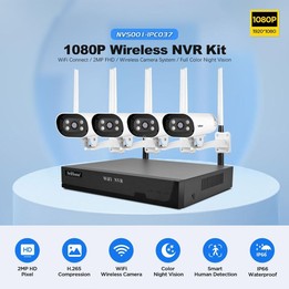 SriHome NVS001-IPC037 2MP HD 4-CH NVR WiFi IP Camera Kit(EU Plug)