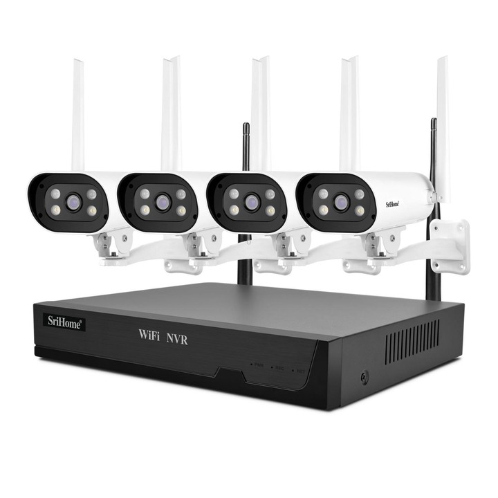 SriHome NVS001-IPC037 2MP HD 4-CH NVR WiFi IP Camera Kit(US Plug)