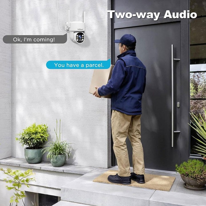 SriHome DH005 4MP 2K Low Power Consumption Wireless Security Camera System with Solar Panel(White)