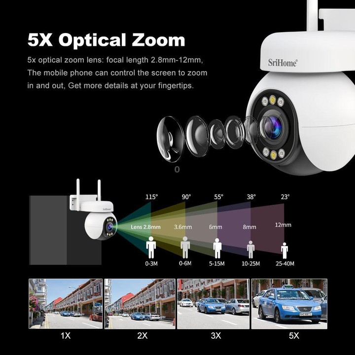 Srihome SH051 4MP 5X Optical Zoom PTZ HD Camera(EU Plug)