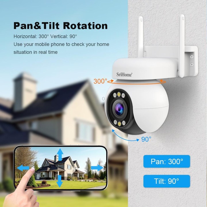 Srihome SH051 4MP 5X Optical Zoom PTZ HD Camera(UK Plug)