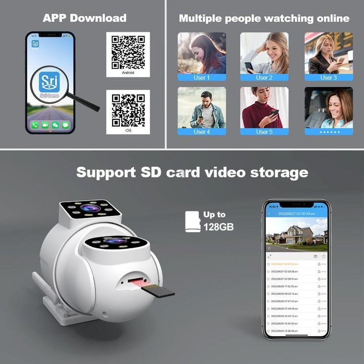 Srihome SH063 4MP Dual Lens Panoramic Surveillance HD Camera(EU Plug)