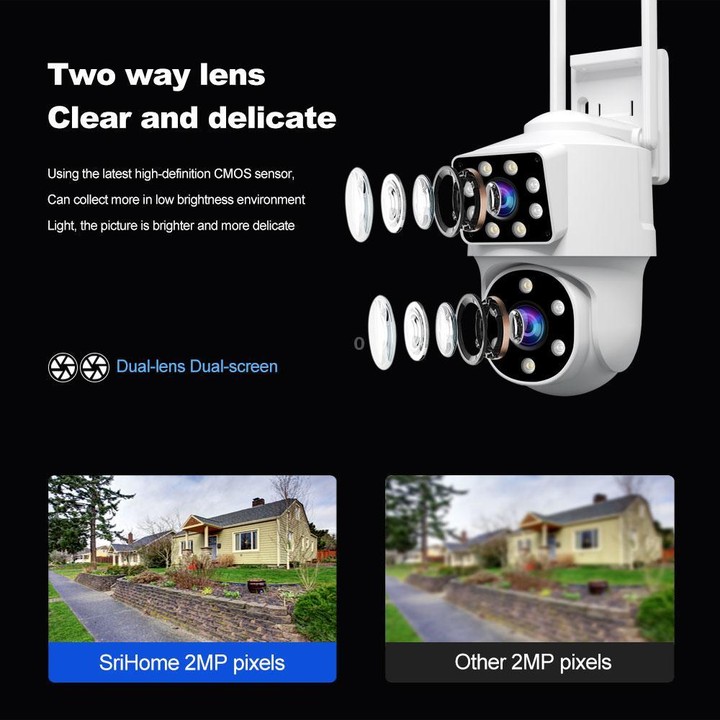 Srihome SH063 4MP Dual Lens Panoramic Surveillance HD Camera(EU Plug)