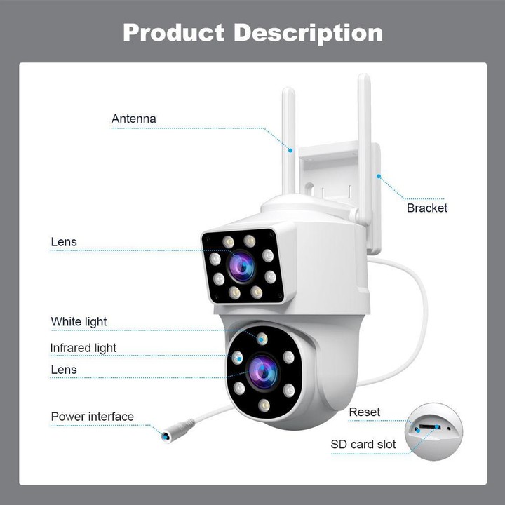Srihome SH063 4MP Dual Lens Panoramic Surveillance HD Camera(AU Plug)