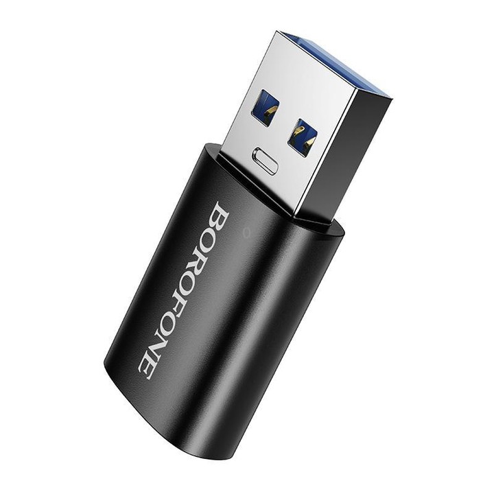 Borofone BV26B USB Male to Type-C Female USB3.0 Adapter(Black)