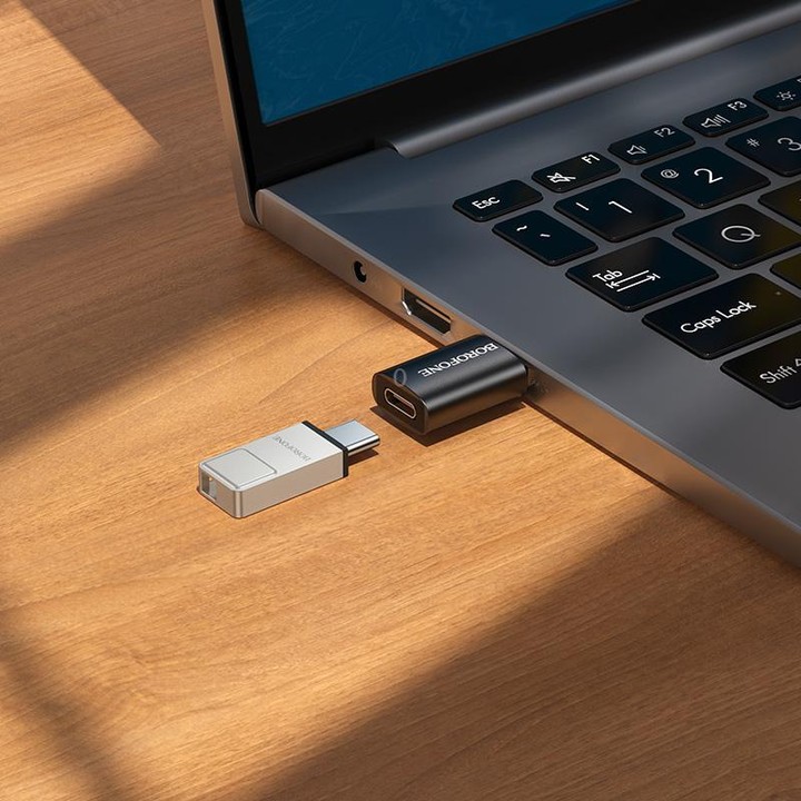 Borofone BV26B USB Male to Type-C Female USB3.0 Adapter(Black)