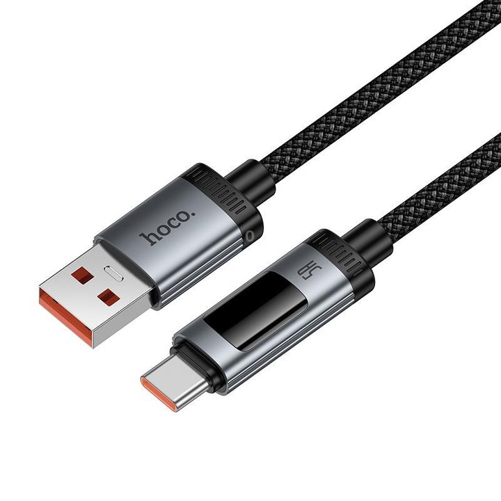 hoco U148 Lord 100W Digital Display USB to Type-C Fast Charging Data Cable, Length: 1.2m(Black)