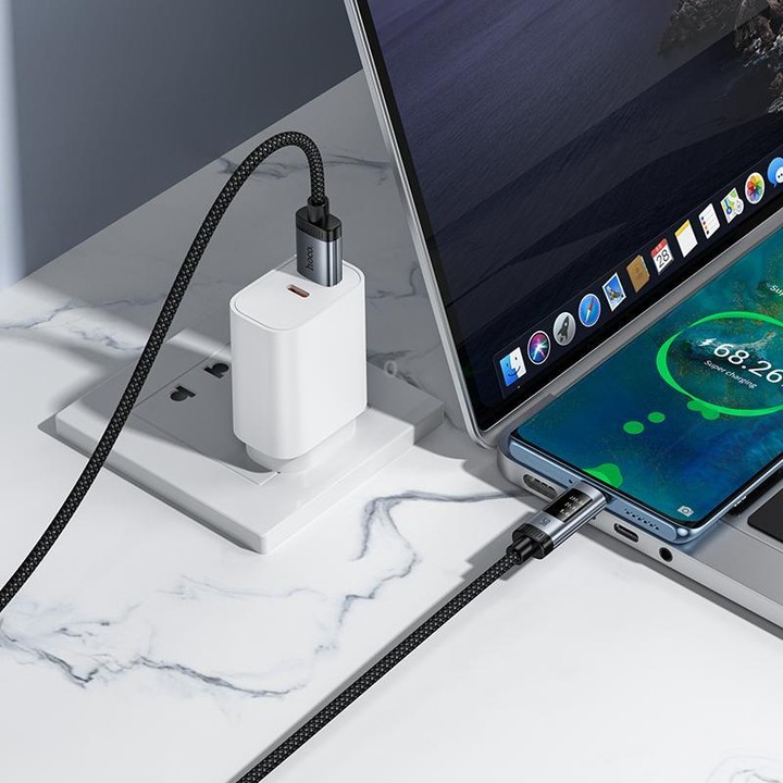 hoco U148 Lord 100W Digital Display USB to Type-C Fast Charging Data Cable, Length: 1.2m(Black)