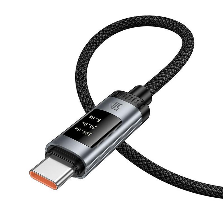 hoco U148 Lord 100W Digital Display USB to Type-C Fast Charging Data Cable, Length: 1.2m(Black)
