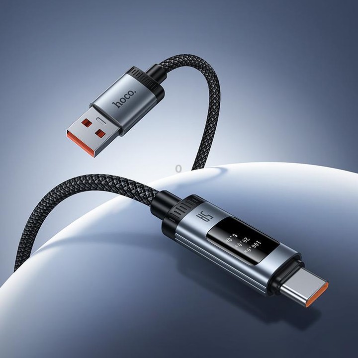 hoco U148 Lord 100W Digital Display USB to Type-C Fast Charging Data Cable, Length: 1.2m(Black)