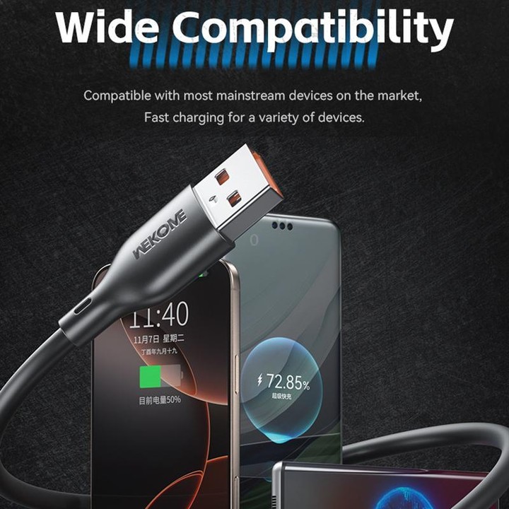 WK WDC-116m 12W USB to Micro USB Fast Charging Data Cable, Length: 1m(White)