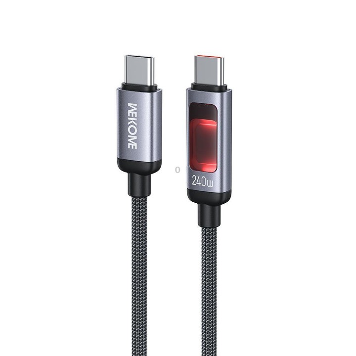 WK WDC-108 240W Intelligent Digital Display Type-C to Type-C Fast Charging Data Cable, Length: 1.2m(Black)