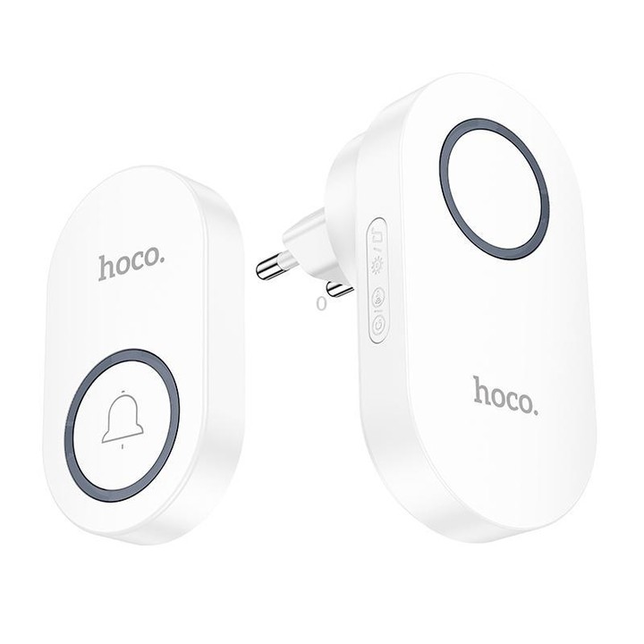 hoco HI25 Home Low-Power Wireless Doorbell, Plug Type:EU Plug(White)