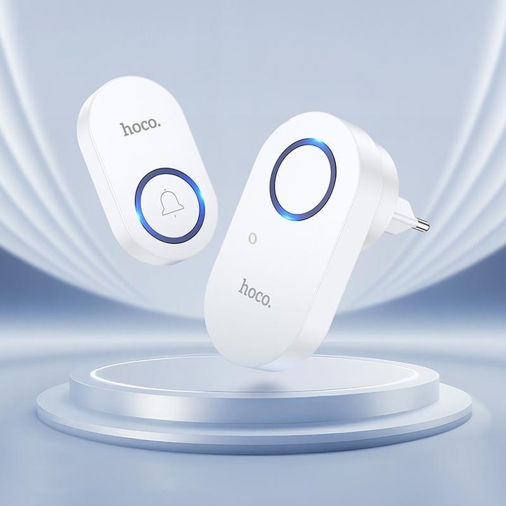 hoco HI25 Home Low-Power Wireless Doorbell, Plug Type:EU Plug(White)