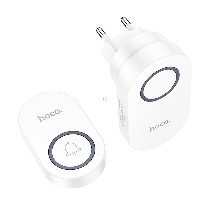 hoco HI25 Home Low-Power Wireless Doorbell, Plug Type:EU Plug(White)